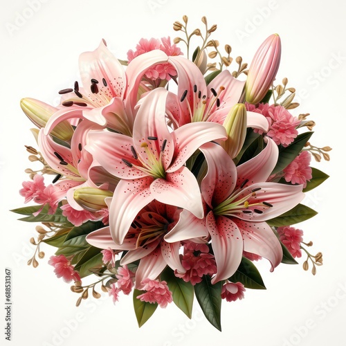 A Beautiful Lili flower bouquet in watercolor