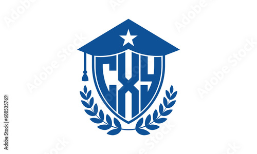 CXY three letter iconic academic logo design vector template. monogram  abstract  school  college  university  graduation cap symbol logo  shield  model  institute  educational  coaching canter  tech