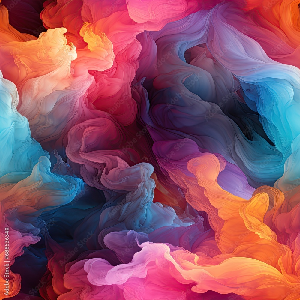 seamless pattern with texture of rainbow smoke fog mist smog on watercolour colored colorful bright background