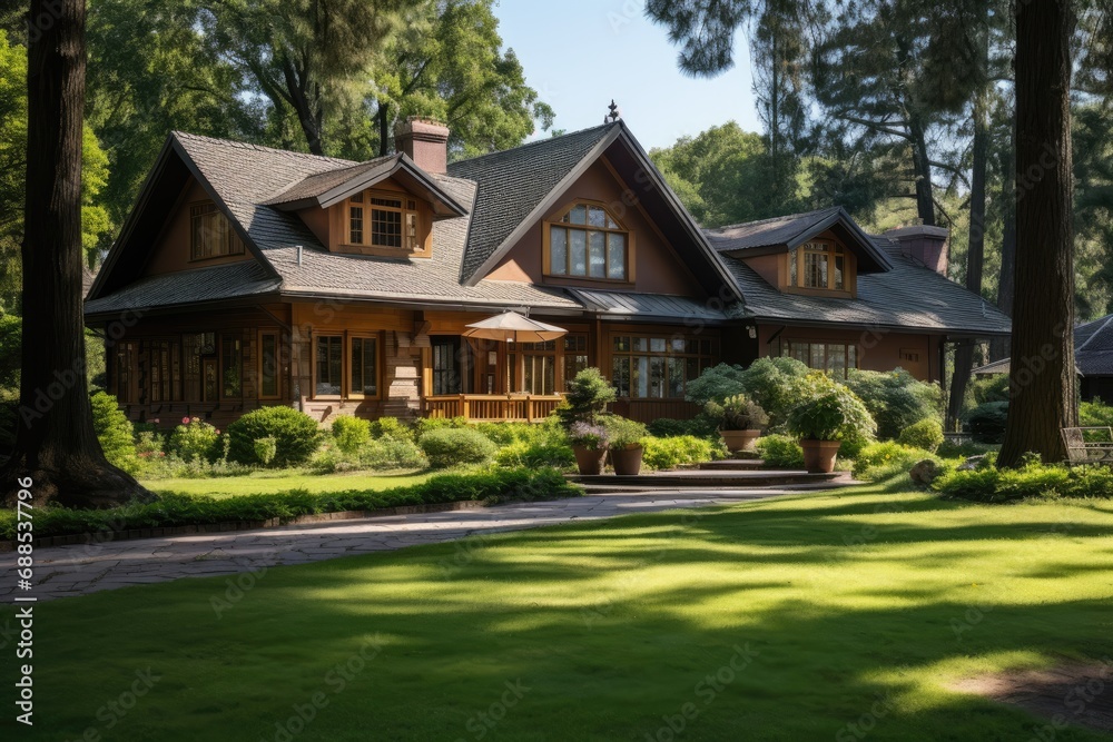 large wooden house in the woods large wooden house in the woods