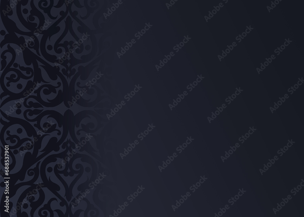 Blue and black wallpaper with a dark blue background .Arabesque shadow, you can use it as overlay layer on any photo.Abstract background with traditional ornament

