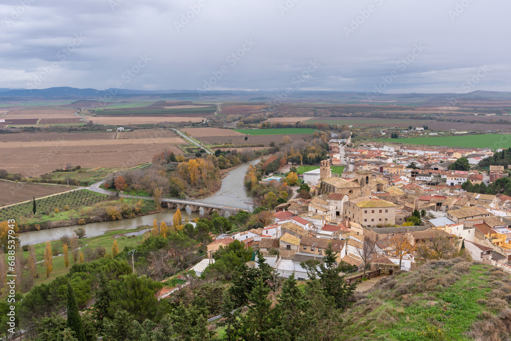 Autumn panorama of Miranda de Arga, Navarra
