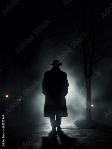 Silhouette of a Detective Man on the Street - Moody Dark Cinematic Tones
