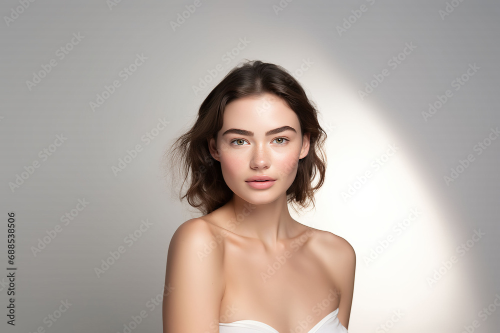 beautiful young woman with perfect skin skincare commercial, Generative AI beautiful young woman with perfect skin skincare commercial, Generative AI