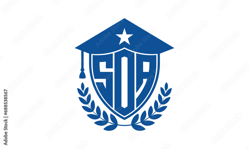 SOA three letter iconic academic logo design vector template. monogram, abstract, school, college, university, graduation cap symbol logo, shield, model, institute, educational, coaching canter, tech SOA three letter iconic academic logo design vector template. monogram, abstract, school, college, university, graduation cap symbol logo, shield, model, institute, educational, coaching canter, tech