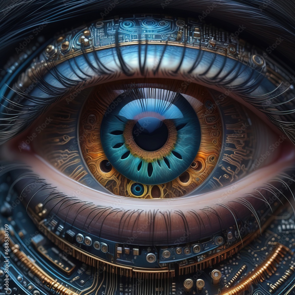 Ethereal Cyborg Gaze: A Techno-Organic Overture in 8K Realism