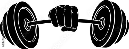 Weight Lifting Fist Hand Holding Barbell Concept