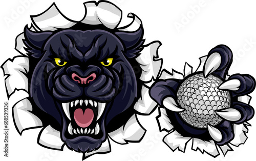 Panther Cougar Jaguar Cat Golf Ball Mascot