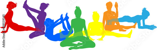 Yoga Pilates Poses Women Si...