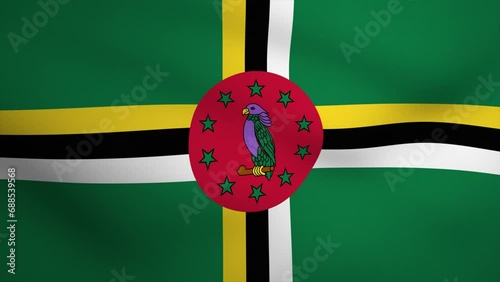 Dominica Waving Flag Background Animation. Looping seamless 3D animation. Motion Graphic