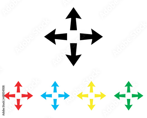Outward arrow icon vector. Four Arrows icon sign symbol in trendy flat style. Set elements in colored icons. Arrow pointing outward vector icon illustration isolated on white background