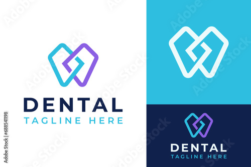 Abstract Modern Tooth Teeth Dental Digital Internet Connect Logo Design Branding Template