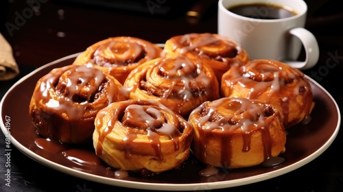 closeup of delicious cinamen rolls food photo