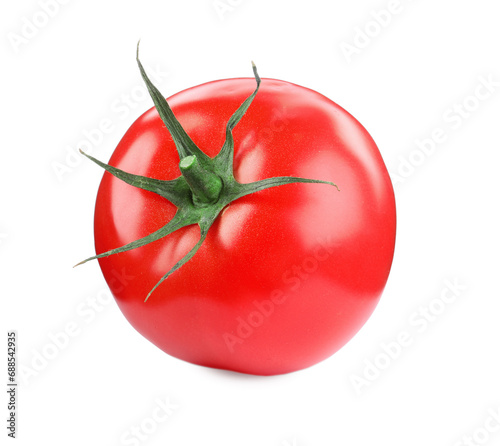 One red ripe tomato isolated on white