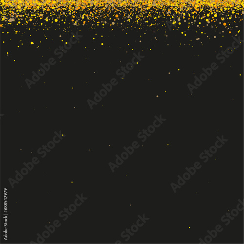 Éléments dorés qui tombent sur un fond noir - Illustration élégante pour célébrer une fête ou  un événement - Couleurs de fêtes de fin d'année - Luxe et élégance - Décoration festive - Invitation photo