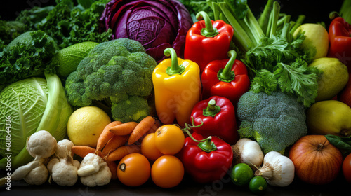 arrangement of colourful, fresh vegetables 