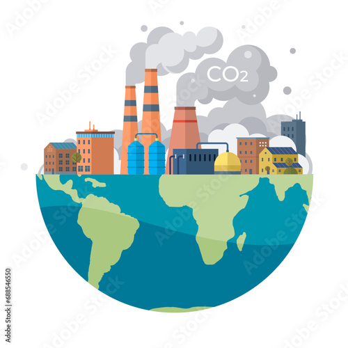 Carbon dioxide vector illustration. Carbon dioxide, prevalent gas, permeates atmosphere, affecting climate patterns The carbon dioxide metaphor emphasizes interconnectedness environmental issues