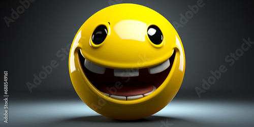 3d yellow smiley,Smiling yellow emoticon celebrating world smile day,Happy smiley emoji yellow Generative AI,Retro futuristic emoji face on white background