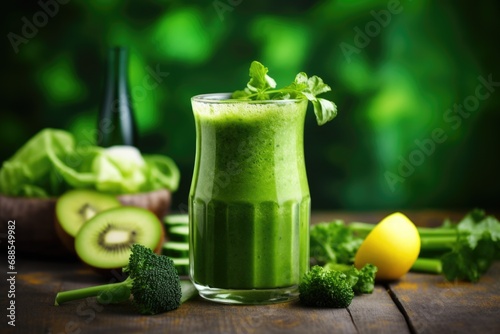 Green vegetable smoothie background	