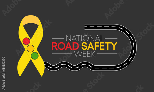 Road safety week is observed every year in January and in May, It aims at making the roads and streets safer. Vector illustration