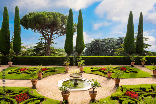 Park and landscape design of papal garden in Castel Gandolfo, Italy photo