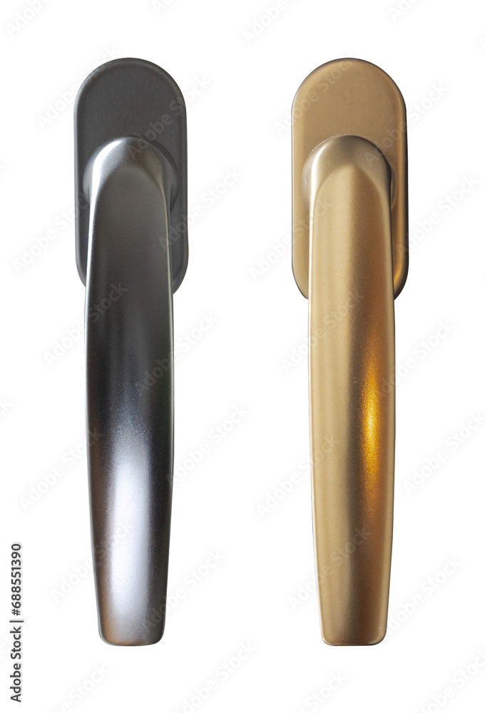 Window Handles: Silver and Gold Finishes on a transparent background, png Window Handles: Silver and Gold Finishes on a transparent background, png