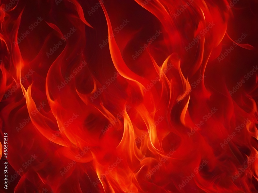 Fire flames on a black background. AI. Fire flames on a black background. AI.