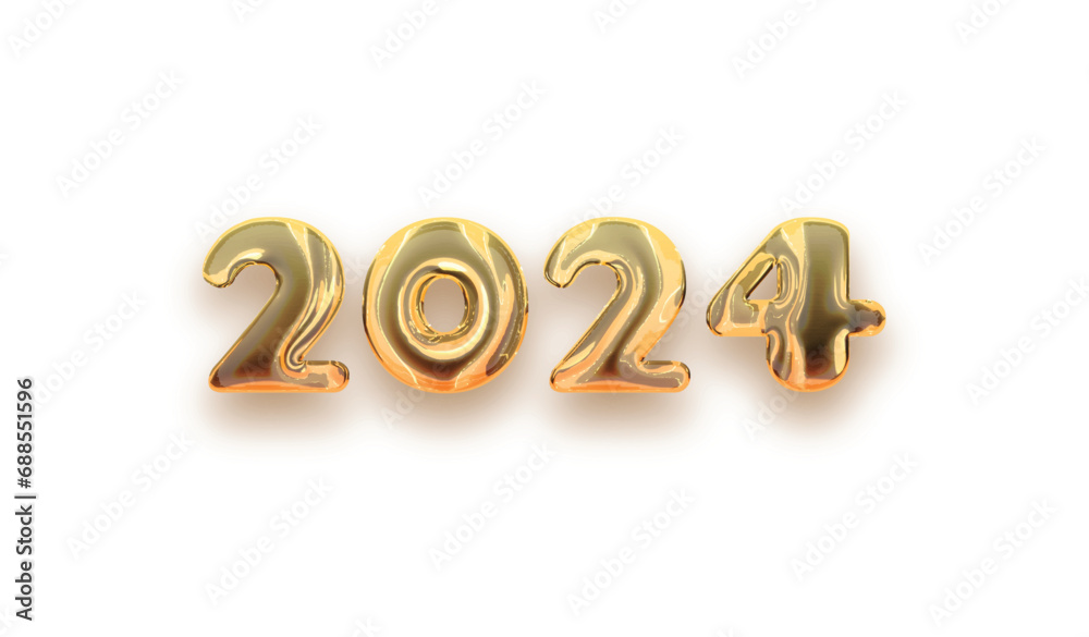 2024 golden 3d design. happy new year 2024 gold text effect. 3d effect and 3d happy new year, 3d background
