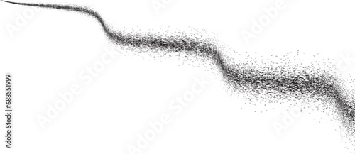 Sprayed black wavy line .Graffiti art design . Noise dispersion logo . Spray effect .Grunge curved line . Grainy, gritty textured line . Distressed element .vector 