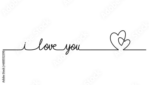 valentine double heart and i love you letter, line art single line, wedding