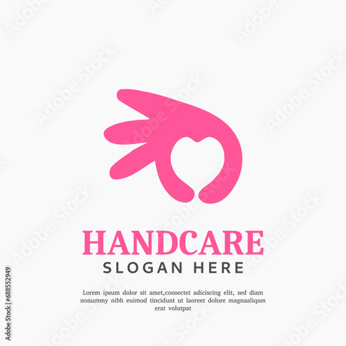 negative space heart hand logo design template