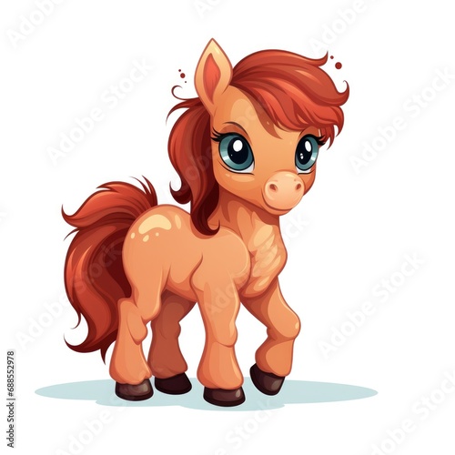 Cute cartoon 3d character horse on white background