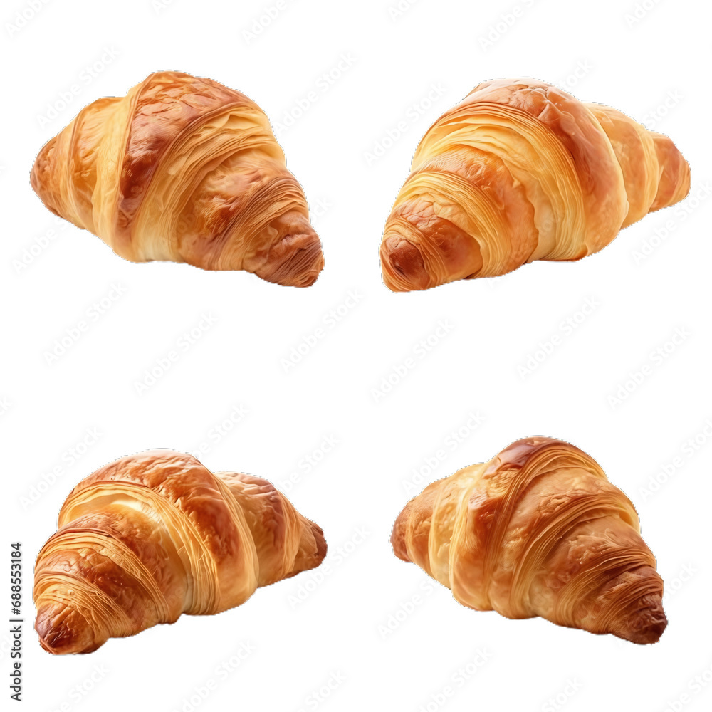 Set of Croissant on White Background