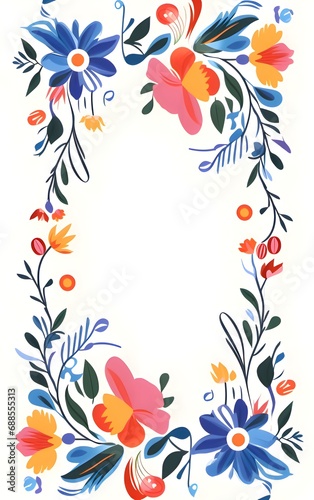 Frame with colorful flowers on a light background.