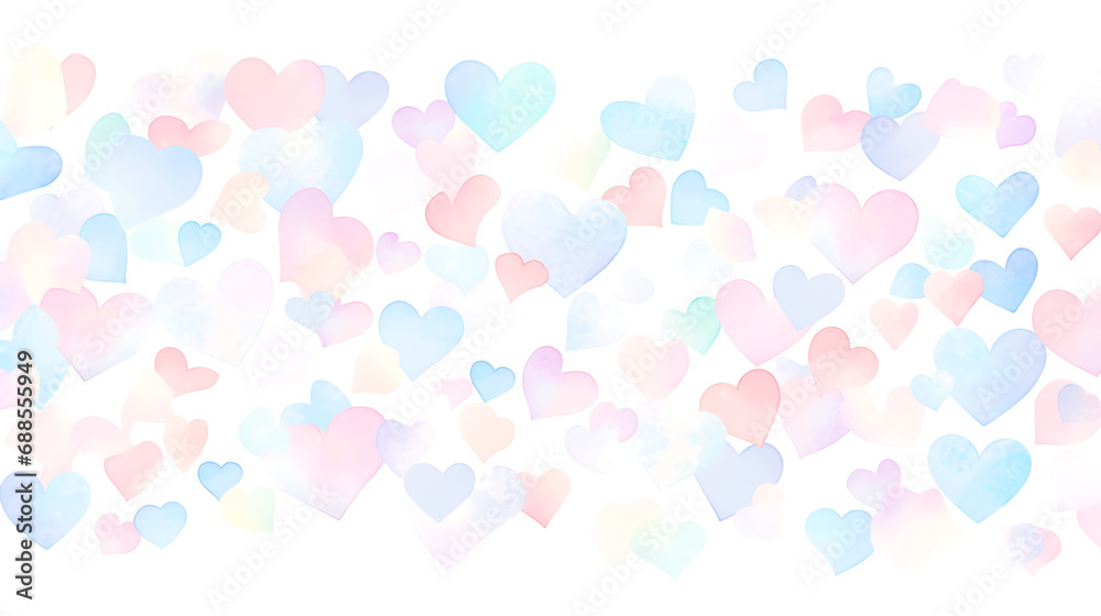 pink hearts in watercolor style with drops, isolated on a white background. 