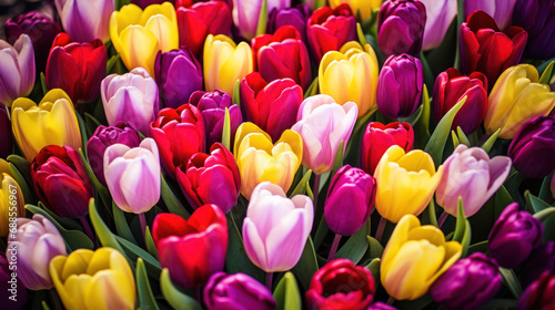 Colorful vibrant tulip background