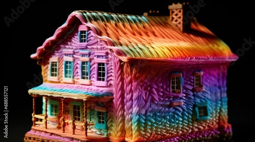 gingerbread house on a black background
