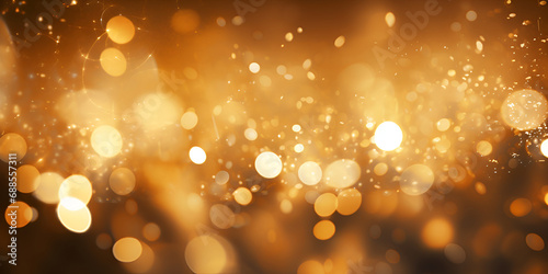 Gold glitters background. shimmering blur spot lights Bokeh Shiny gold light background 