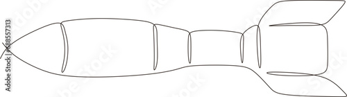 Continuous line vector illustration of a missile.