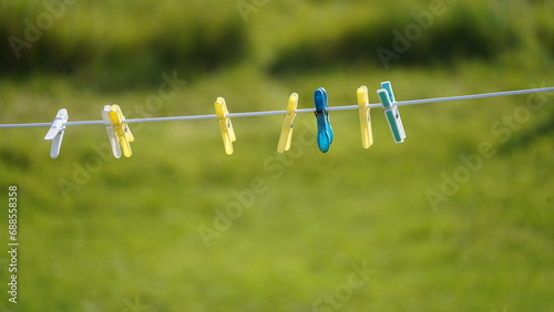 clothespins on rope photo