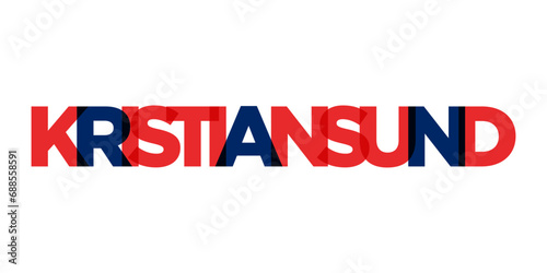Kristiansund in the Norway emblem. The design features a geometric style, vector illustration with bold typography in a modern font. The graphic slogan lettering.