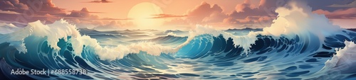 Immerse in the Stylized Waves Style Backgrounds—abstract, stylized depictions of ocean waves, capturing the essence of fluid motion. A visual dive into artistic interpretations of waves. photo