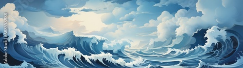 Dive into Stylized Waves Style Backgrounds—abstract, stylized portrayals of ocean waves, offering a visual immersion into the rhythmic dance of the sea. photo