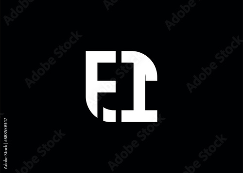 Monogram Letter FI Logo Design vector template