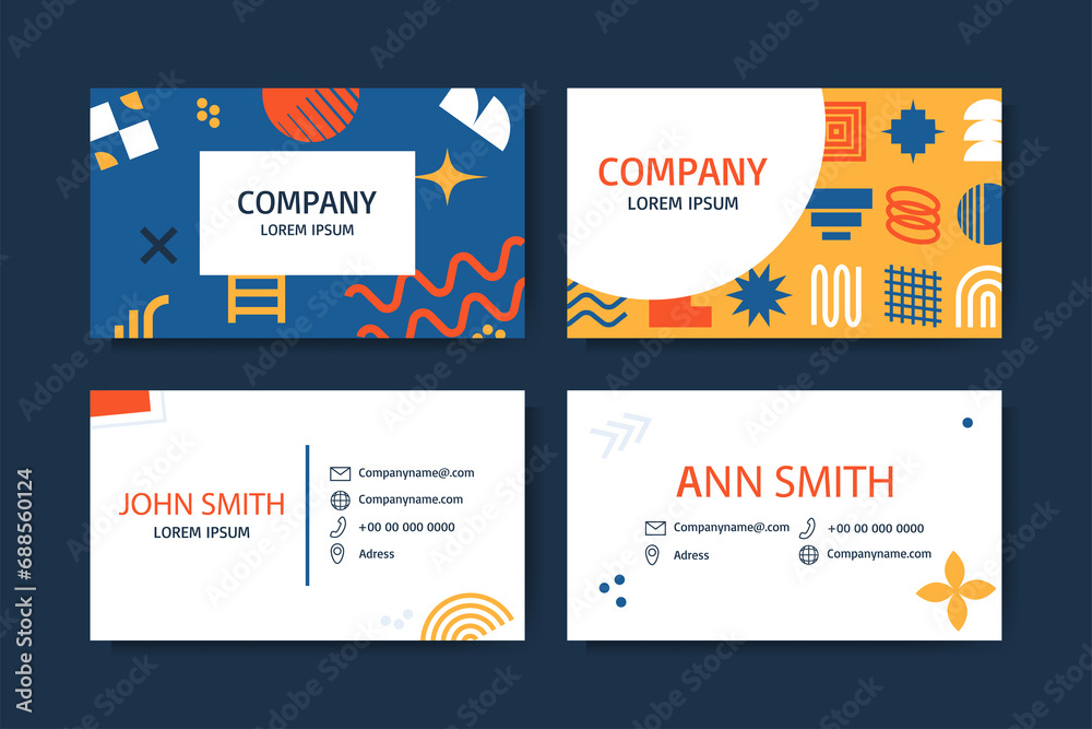 Brutalism shapes business card template set