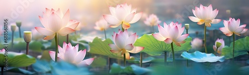 Beautiful lotus flowers banner 