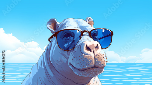 Cute Cartoon Hippopotamus