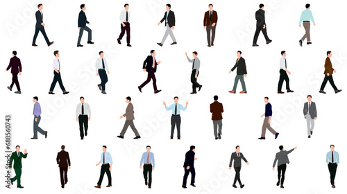 Set of business people or businessman. Collection of handsome male characters different gesture, body posture. Vector realistic illustration isolated on white background.