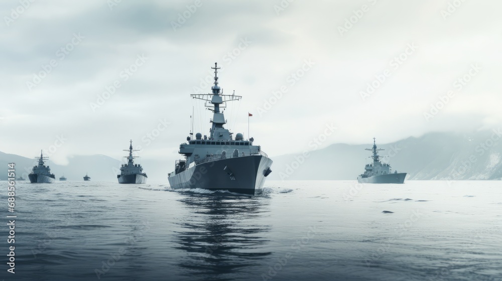 Warship Fleet: Modern Navy Ships Sailing the Sea