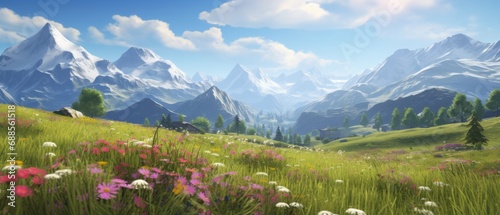 Alpine Majesty: Idyllic Springtime Mountain Landscape in the Alps